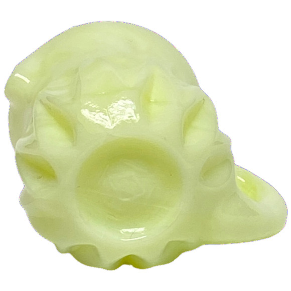 Mini Cream Vaseline Boyd Glass Pitcher Toothpick Holder 2000 Lemon Splash GLOWS - Picture 12 of 15